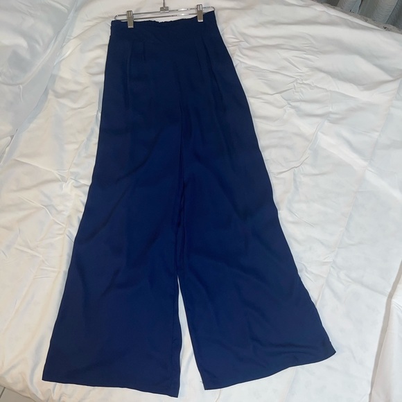 Navy Blue Formal Halter Top and Bottom Coord Set - Picture 4 of 6